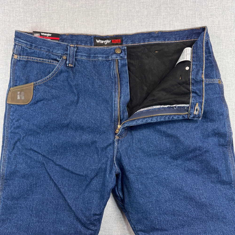 Wrangler Riggs Thinsulate Insulated Jeans Men 42x30 Blue Denim Utility Work NEW